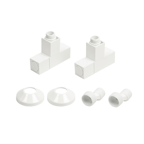 Комплекты для нижнего подключения водяных ПС 3/4" х 1/2" профильный вентиль Белый