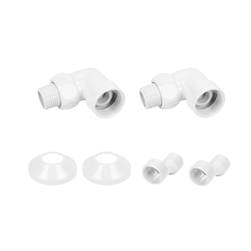 Комплекты для нижнего подключения водяных ПС 3/4" х 1/2" уголок со сгоном Белый