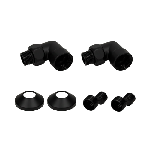 Комплекты для нижнего подключения водяных ПС 3/4" х 1/2" уголок со сгоном Черный