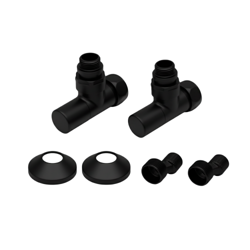 Комплекты для нижнего подключения водяных ПС 3/4" х 1/2" круглый вентиль Черный