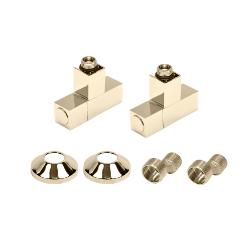 Комплекты для нижнего подключения водяных ПС 3/4" х 1/2" профильный вентиль Латунь Матовая PVD