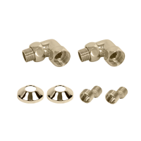 Комплекты для нижнего подключения водяных ПС 3/4" х 1/2" уголок со сгоном Латунь Матовая PVD