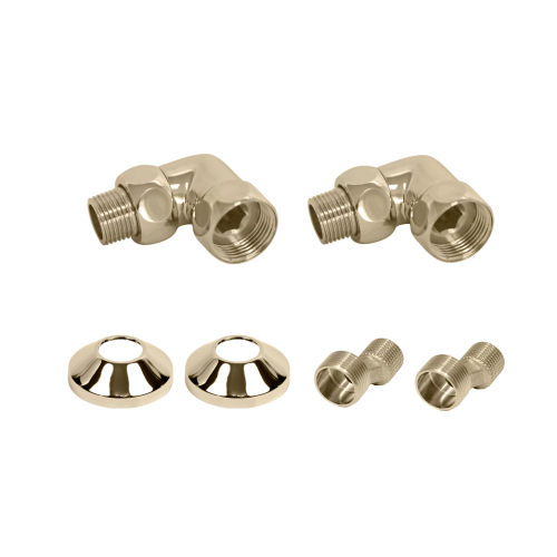 Комплекты для нижнего подключения водяных ПС 3/4" х 1/2" уголок со сгоном Латунь Матовая PVD