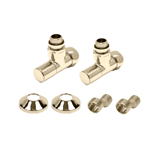 Комплекты для нижнего подключения водяных ПС 3/4" х 1/2" круглый вентиль Латунь Матовая PVD