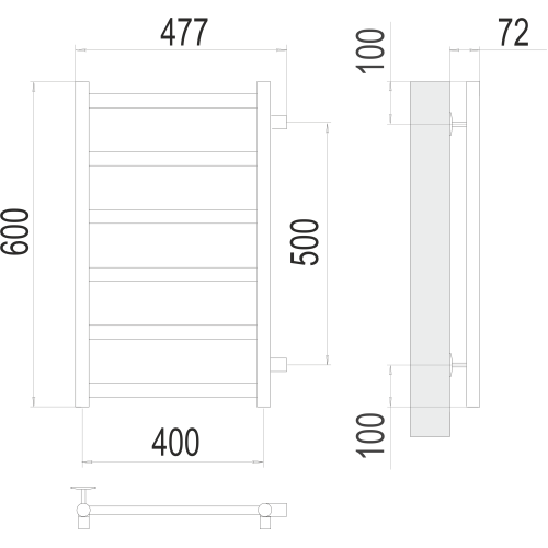 Аврора П6 400х600 бп500 Полотенцесушитель TERMINUS матовое золото покраска