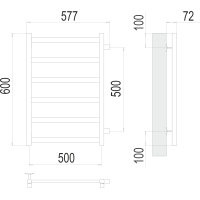 Аврора П6 500х600 бп500 Полотенцесушитель TERMINUS матовое золото покраска