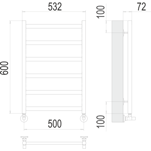 Аврора П6 500х600 Полотенцесушитель TERMINUS матовое золото покраска