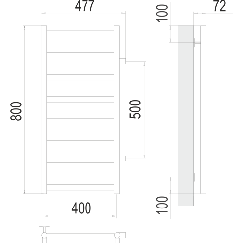 Аврора П8 400х800 бп500 Полотенцесушитель TERMINUS матовое золото покраска