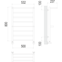 Аврора с 2 полками П8 500х800 Полотенцесушитель TERMINUS матовое золото покраска