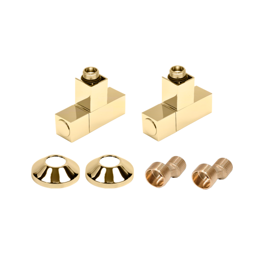 Комплекты для нижнего подключения водяных ПС 3/4" х 1/2" профильный вентиль Матовое Золото PVD