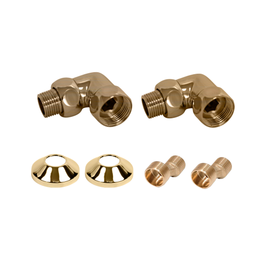 Комплекты углового соединения для ПС с боковым подключением (г/ш) 1" х 1/2" Матовое Золото PVD