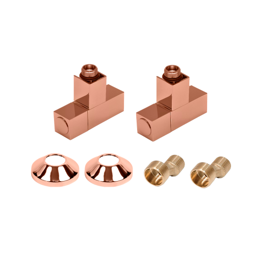 Комплекты для нижнего подключения водяных ПС 3/4" х 1/2" профильный вентиль Медь Матовая PVD