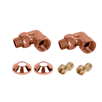 Комплекты для нижнего подключения водяных ПС 3/4" х 1/2" уголок со сгоном Медь Матовая PVD