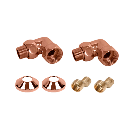 Комплекты для нижнего подключения водяных ПС 3/4" х 1/2" уголок со сгоном Медь Матовая PVD