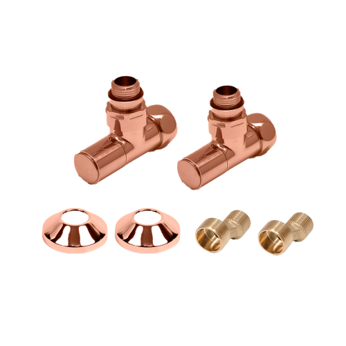 Комплекты для нижнего подключения водяных ПС 3/4" х 1/2" круглый вентиль Медь Матовая PVD