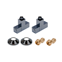 Комплекты для нижнего подключения водяных ПС 3/4" х 1/2" профильный вентиль Оружейная Сталь Матовая PVD
