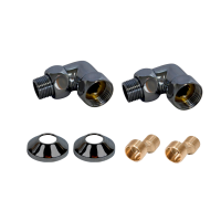Комплекты для нижнего подключения водяных ПС 3/4" х 1/2" уголок со сгоном Оружейная Сталь Покраска