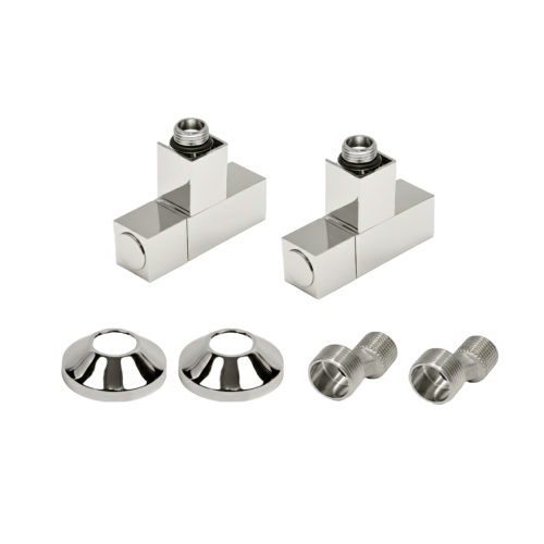 Комплекты для нижнего подключения водяных ПС 3/4" х 1/2" профильный вентиль Сатин