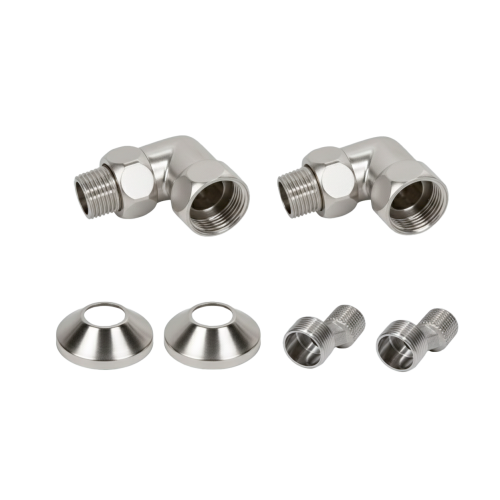 Комплекты для нижнего подключения водяных ПС 3/4" х 1/2" уголок со сгоном Сатин