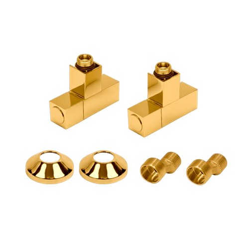 Комплекты для нижнего подключения водяных ПС 3/4" х 1/2" профильный вентиль Золото Глянец PVD