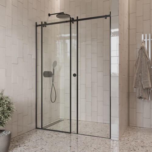 Душевое ограждение в нишу раздвижное  BEN_501_BL_C_1950x1200