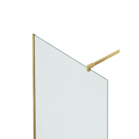 Душевая перегородка типа walk-in свободный вход 1000х2000 прозрачное стекло / профиль матовое золото