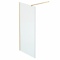 Душевая перегородка типа walk-in свободный вход 1000х2000 прозрачное стекло / профиль матовое золото