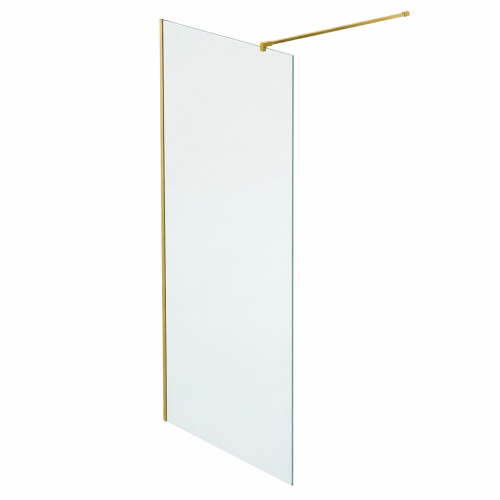 Душевая перегородка типа walk-in свободный вход 1000х2000 прозрачное стекло / профиль матовое золото