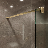 Душевая перегородка типа walk-in свободный вход 1000х2000 прозрачное стекло / профиль матовое золото