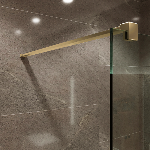 Душевая перегородка типа walk-in свободный вход 1000х2000 прозрачное стекло / профиль матовое золото