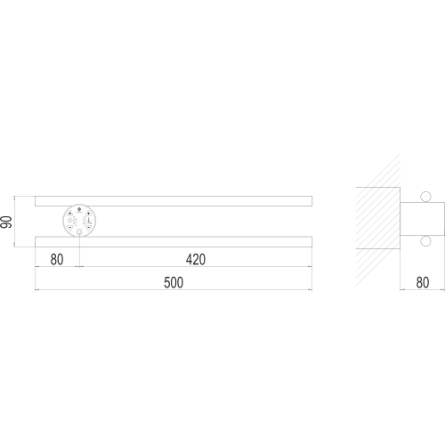 Полка Электро П2 КРУГ 500х90 NEW Хром