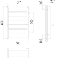 Аврора с 2-мя/п П8 500х800 бп500 Полотенцесушитель TERMINUS Сатин