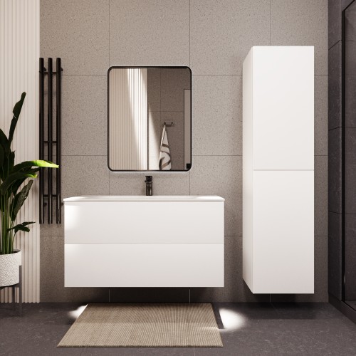 Тумба с раковиной для ванной MEBELVANN АВРОРА 100см подвесная белая