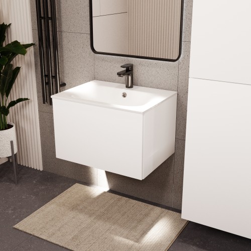 Тумба с раковиной для ванной MEBELVANN АВРОРА 60см подвесная белая