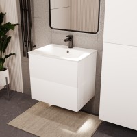 Тумба с раковиной для ванной MEBELVANN АВРОРА 60см подвесная белая