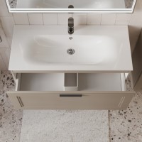 Тумба с раковиной для ванной MEBELVANN КЛАССИК 100см подвесная капучино