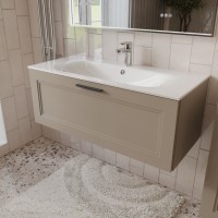 Тумба с раковиной для ванной MEBELVANN КЛАССИК 100см подвесная капучино
