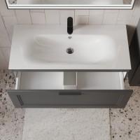 Тумба с раковиной для ванной MEBELVANN КЛАССИК 100см подвесная графит