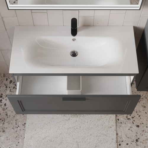 Тумба с раковиной для ванной MEBELVANN КЛАССИК 100см подвесная графит