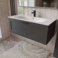 Тумба с раковиной для ванной MEBELVANN КЛАССИК 100см подвесная графит