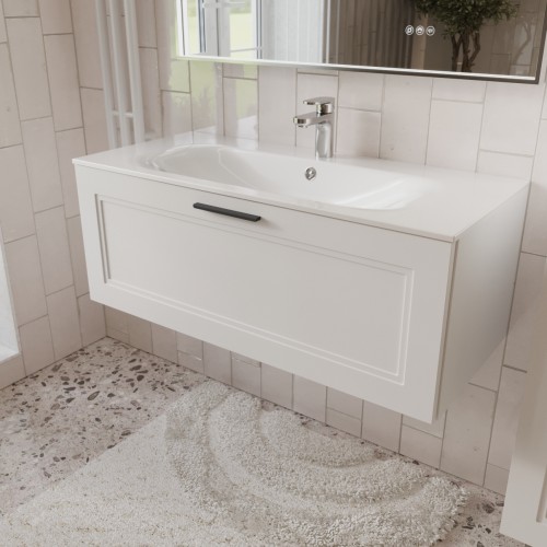 Тумба с раковиной для ванной MEBELVANN КЛАССИК 100см подвесная белая