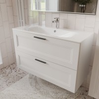 Тумба с раковиной для ванной MEBELVANN КЛАССИК 100см подвесная белая