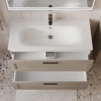 Тумба с раковиной для ванной MEBELVANN КЛАССИК 100см подвесная капучино