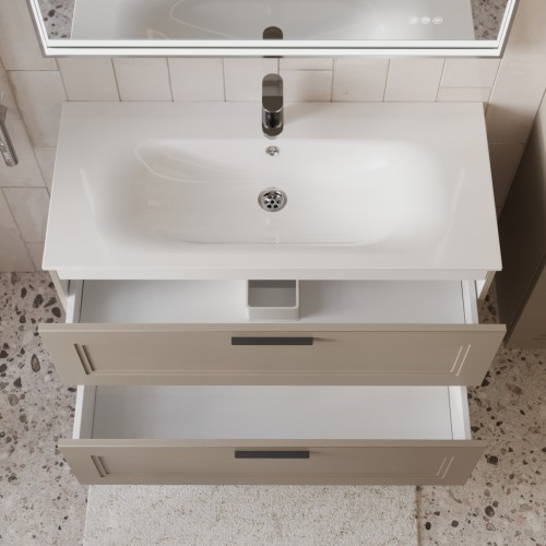 Тумба с раковиной для ванной MEBELVANN КЛАССИК 100см подвесная капучино