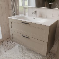 Тумба с раковиной для ванной MEBELVANN КЛАССИК 100см подвесная капучино