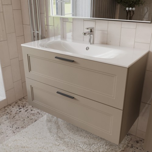 Тумба с раковиной для ванной MEBELVANN КЛАССИК 100см подвесная капучино