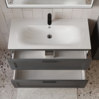 Тумба с раковиной для ванной MEBELVANN КЛАССИК 100см подвесная графит