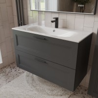 Тумба с раковиной для ванной MEBELVANN КЛАССИК 100см подвесная графит