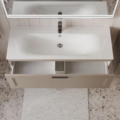 Тумба с раковиной для ванной MEBELVANN КЛАССИК 120см подвесная капучино