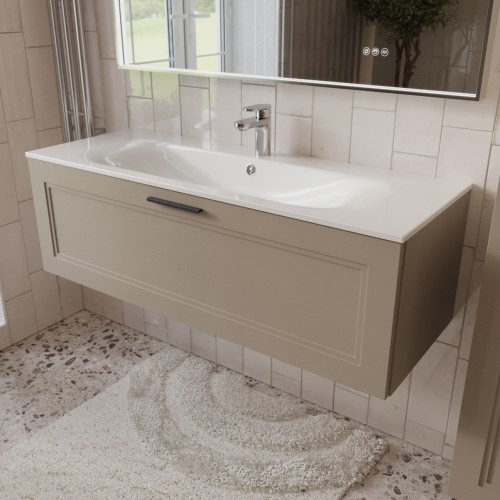 Тумба с раковиной для ванной MEBELVANN КЛАССИК 120см подвесная капучино